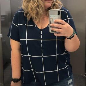 Navy Checkered Top